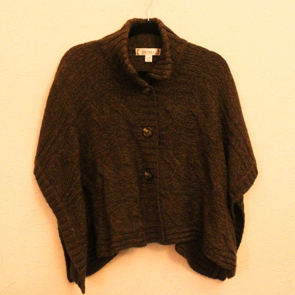 Poncho Style Sweater With Front Buttons - image 1